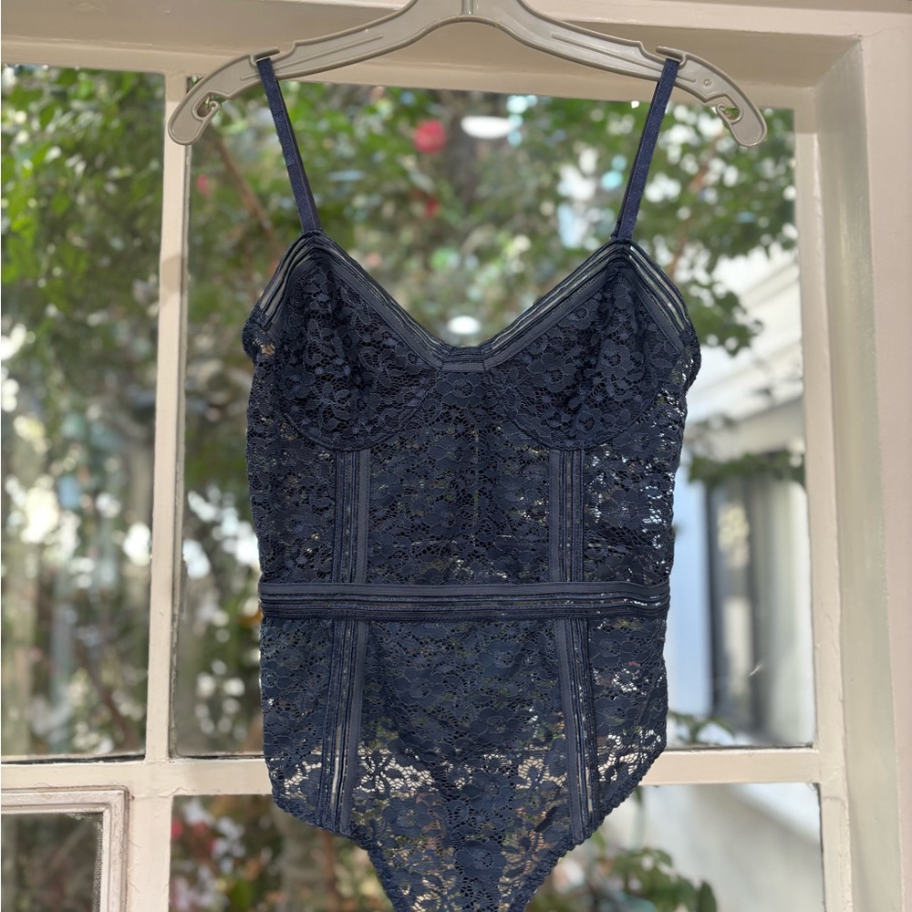 Elegant New Navy Lace Bodysuit